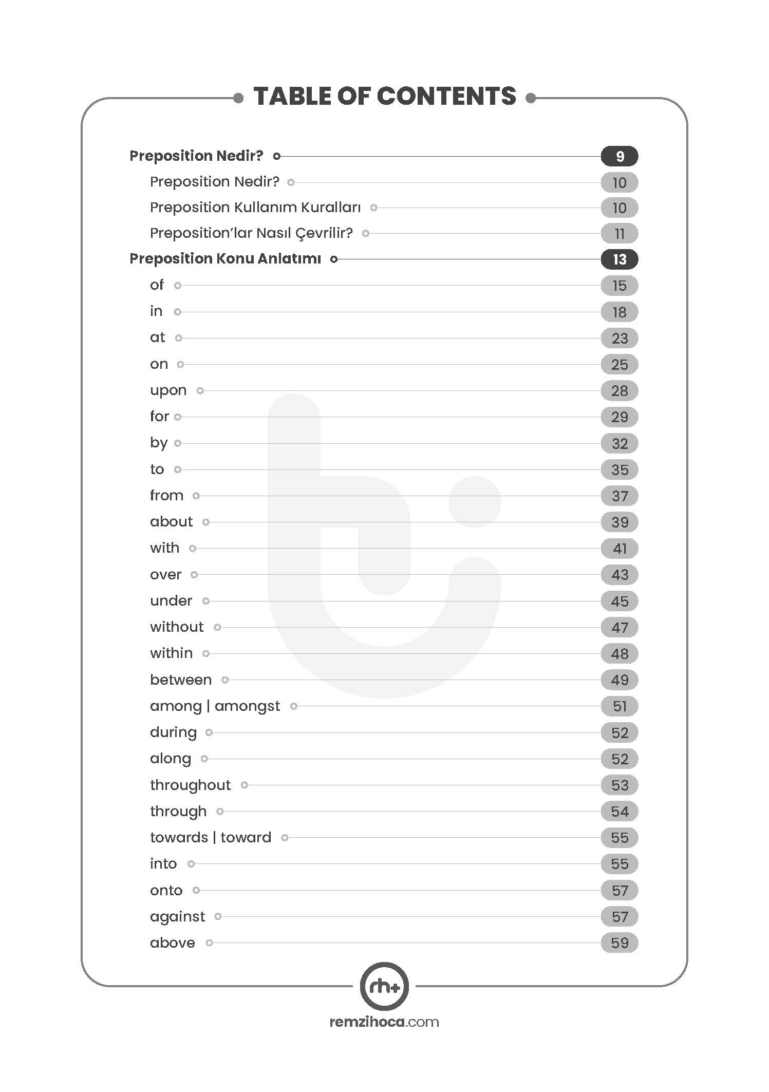  ngilizce Preposition Kitab Remzi Hoca